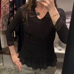 All saints cotton and silk Victorian lace top blouse